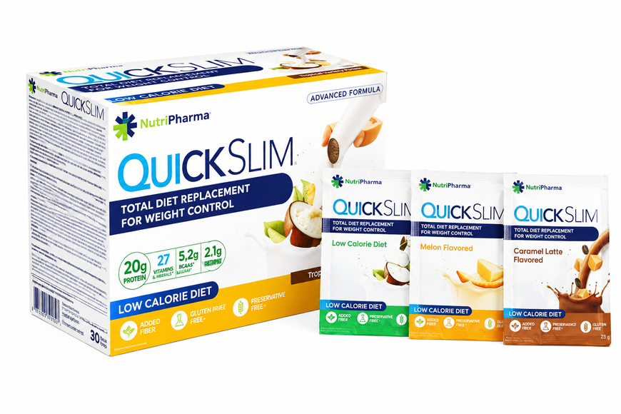 Протеиновый коктейль для сбалансированного питания Quick Slim &laquo;Микс экзотических вкусов&raquo;, 30 саше по 23 г  204707 фото